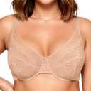 Vertvie Minimizer Bras for Women Full Coverage Underwire Supportive Bra Plus Size Lift Unlined Lace Bralette for Large Bust (40D, Nude)