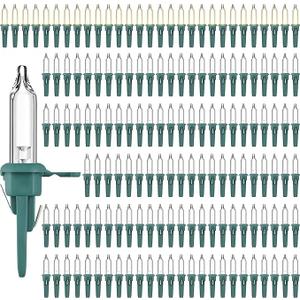 Riakrum  Christmas Replacement Mini Light Bulb 3 Volt 0.06 Watt Christmas Tree LED Light Bulbs Warm White Xmas Lights with Green Base for Party Holiday Indoor Outdoor Supplies