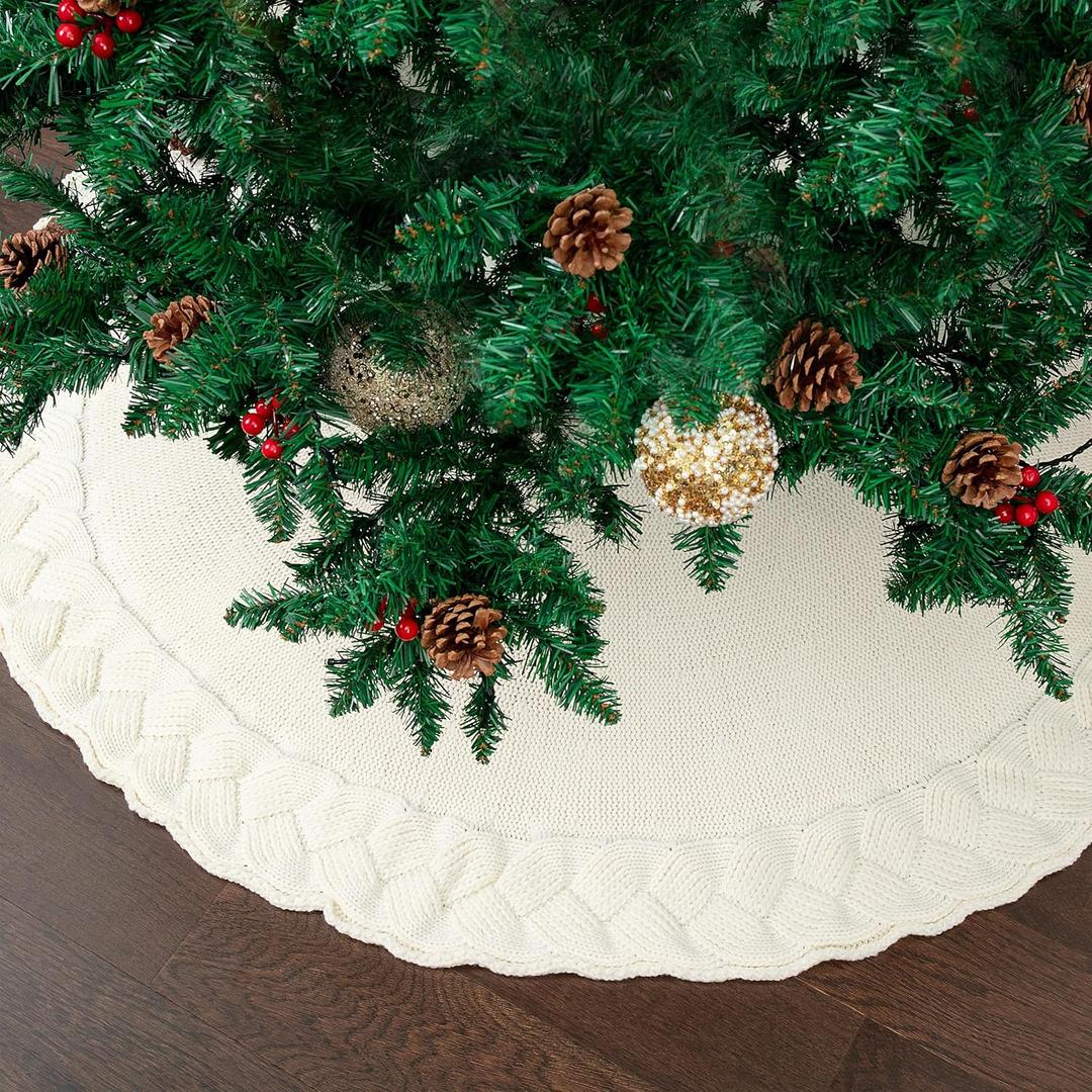 Mr. Pen- Knitted Christmas Tree Skirt 24 inches, Xmas Tree Skirt, Christmas Skirts for Xmas Trees