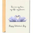 Romantic Swan Anniversary Card for Wife Husband, Happy Valentine's Day Card for Soulmate, You Are My Love Greeting Card for Him Her, Vintage Love Note with Envelope 5x7 Pack of 6