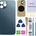 Perzework OEM Rear Back Glass Replacement (Pacific Blue) Compatible with iPhone 12 pro max 6.7 inches All Carriers with Pre-Installed Adhesive and Repairing Tool Kits