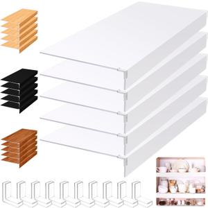 Hoolerry 5 Pcs Wire Shelf Covers Foamed PVC Wire Rack Covers for Removable Closet (Not Wood) Pantry Shelves for Cabinet Bathroom Kitchen Shelving Decoration(White,30x16inch)