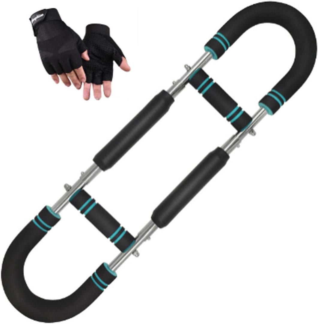 40-100 lb Adjustable Adjustable Twister Arm Trainer, Chest Exercise Equipment,Portable, Powerful Torsion bar with Removable Design,Exercise Bar with Foam Grips.