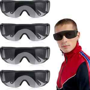 Konohan 4 Pairs UV Resistant Safety Glasses Protective Tanning Goggles Eyewear Red Light Therapy Black Glasses Comprehensive Protection for Your Eyes