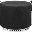 Fire Pit Cover Round for Solo Bonfire Stove Cover - 22" Shelter with Handles Waterproof UV-Proof Windproof Fire Pit Cover Round Drastring for Patio Outdoors, Black