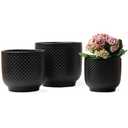 4 + 5 + 6 Inch Ceramic Pots for Indoor Plants, Succulents Plant Pots, Orchid Flower Pot with Drainage Hole, Modern Clay Stoneware Planters, Set of 3 (Black, 4+5+6 Inch)