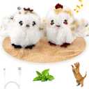 Gigwi Interactive Cat Toys for Indoor Cats, Flapping and Chirping Catnip Toys for Cat Exercise, Automatic Cat Toy with Beating Wings & Real Feather Tail, Rechargeable Cat Kicker Toy Prince & Princess