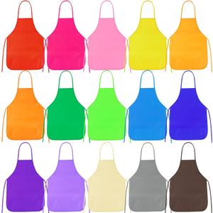 PLULON 15 Pcs Kids Apron Painting Aprons, Kids Aprons for Painting Art Apron Smocks Bulk for Art Activity Craft Home Kitchen Classroom Party Supplies (Multicolor)