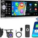 Hikity 5.1 Inch Car Stereo with Wireless Apple Carplay Android Auto, Single Din Touch Screen Car Radio with Bluetooth, Mirror Link AM FM EQ SWC, Car Audio Receiver with USB/TF/AUX-in, Mic, Backup Cam