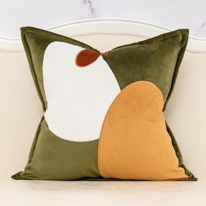 Yangest Green Velvet Throw Pillow Cover with Cloth Texture Patchwork Cushion Case Modern 20x20 Inch Pillowcase for Sofa Couch Bedroom Living Room
