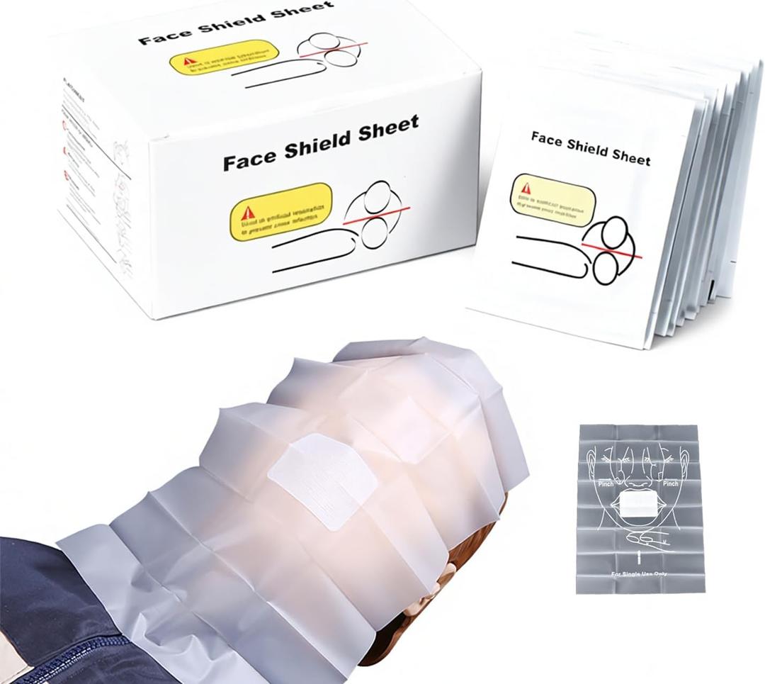 200 Pack CPR Training Face Shields, Individually Wrapped, Latex-Free Disposable Barriers for CPR Manikin Practice, Classroom Instruction and First Aid Training