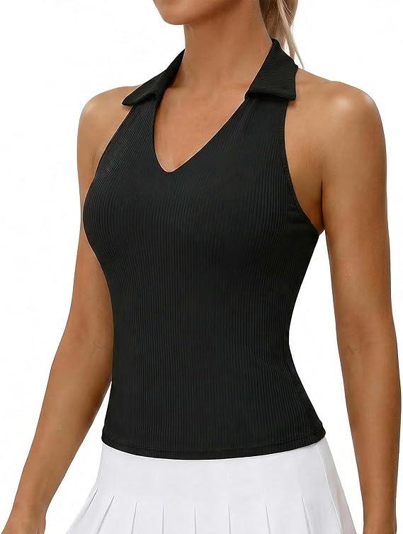 BMJL Womens Tank Tops with Built in Bras Athletic Racerback Workout Tops Ribbed Tennis Yoga Shirts, Size: S
