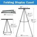 Falling in Art Aluminum Flip Chart Display Easel Stand with Adjustable Floor for Boardroom, Whiteboard, Paper Pads, Signage, 63 1/2'' High, Black, 15 x 35 x 63.5 inches