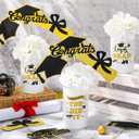 Domensi 3 Sets Graduation Table Centerpiece Decorations White and Gold Class of 2026 Includes 3 Silk Artificial Flower 9 Congrats Grad Sticks Picks Toppers 3 Metal Vases for Home Party Supplies Gifts