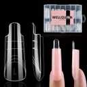 Square (Sculpted) Poly Gel Dual Nail Forms, Medium Long Reusable Full Cover Acrylic Builder Solid Hard Gel Polygel Extension Nail Molds 14 Sizes 140 Pcs, Set for Salon & DIY