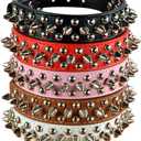 Dogs Kingdom 10"-24" Length Soft Leather Mushrooms Rivet and Spikes Studded Adjustable Buckle Pet Puppy Dog Collar for Small Medium Large Dogs Breeds Black XL