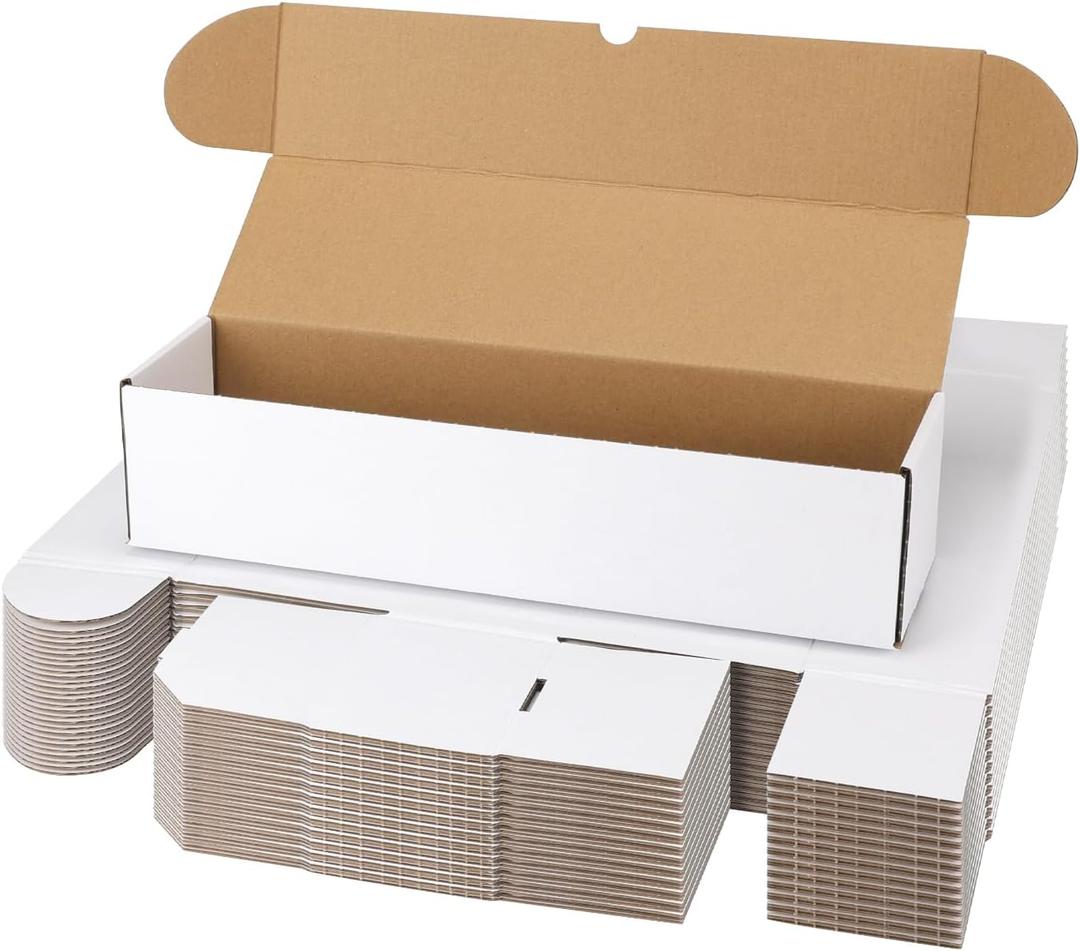 Bulk 400 Capacity Toploaders Storage Box, in Total 25 Pack Brown White Cardboard Shipping Boxes for 10000 Count 35pt 3x4 inch Toploaders