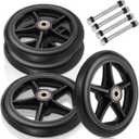 SHENLIU 2Pack Wheel Replacement with 4 Axles, 6 Inch Heavy-Duty Anti-Slip Solid Caster Roller Wheels for Walkers Wheelchair Front Wheel Walker Caster for Wheelchairs Rollators Walkers