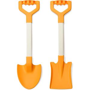 20 Long Sand Beach Shovels for Kids Heavy Duty Plastic Summer Sand Scoops Spades Toy Sandbox Garden Snow Digging Play Gift Set Party Bundle 2 Pack Orange