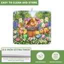 Easter Bunnies Eggs Dish Drying Mat for Kitchen Counter,Spring Colorful Flowers Drying Mat 16 x 18 Inch with High Absorbent Microfiber Drainer Mat for Coffee Bar