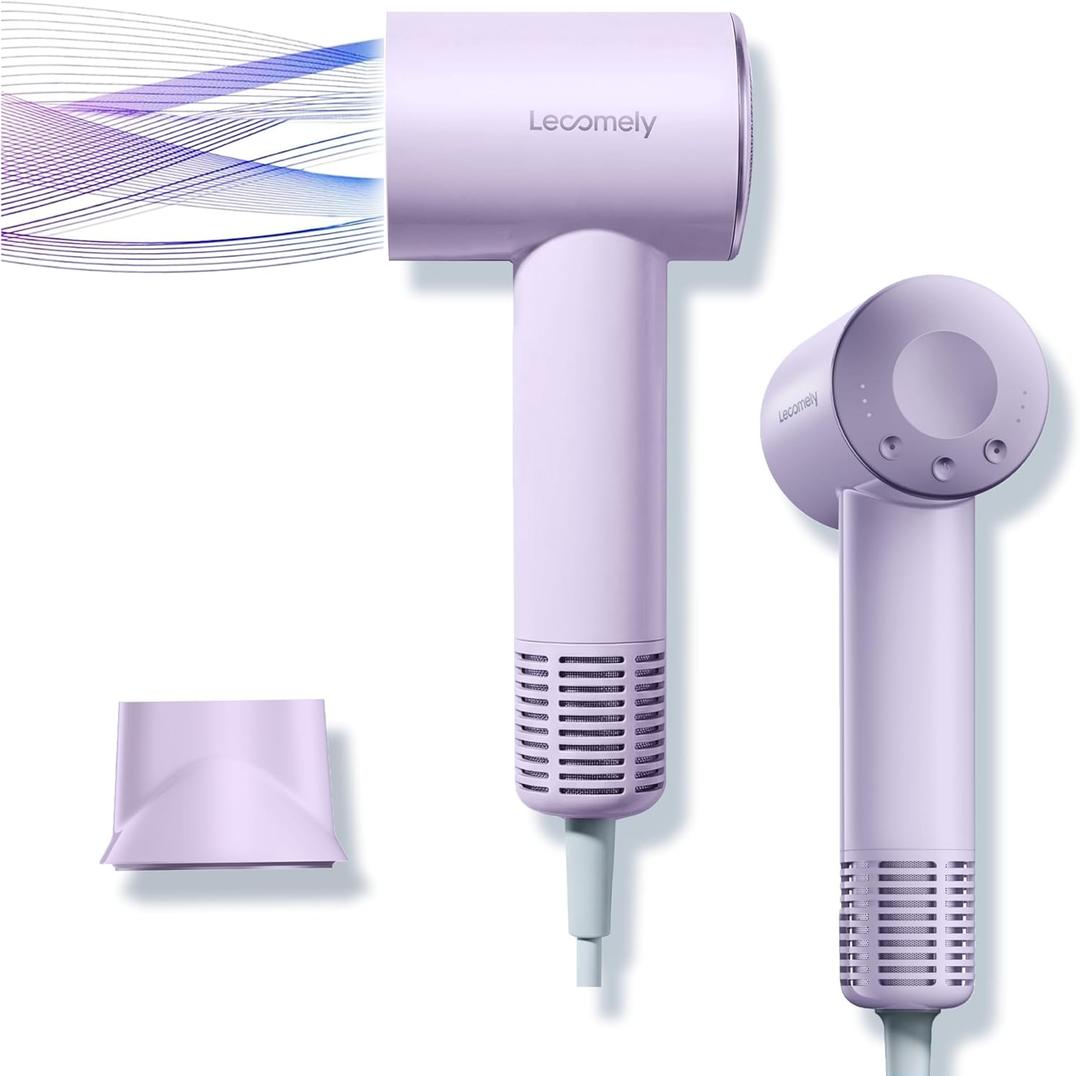 Dual Voltage Hair Dryer for Worldwide Travel, High-Speed Travel Hair Dryer for 5X Faster Drying, 200M Negative Ions, 0.69lb Portable Blow Dryer for Salon Results at Home & Abroad S4AT (Purple Dryer)