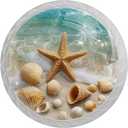 4 Pack Cabinet Knobs, Starfish Shell Beach White Knobs with Screws Round Furniture Drawer Pulls Handle for Dresser Cupboard Wardrobe Closet Hardware