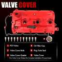 MITZONE Left Driver Side Aluminum Valve Cover Kit Compatible with Nissan 370Z Infiniti G37 M37 QX50 Q70 Q60 Q50 Q440 FX37 QX70 3.7L 2008-2020 Red