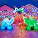 SIKADEER 12FT Christmas Inflatable Dinosaur Arch with Bright LED Lights, IP68 Waterproof Fan, Large Blow Up Outdoor Christmas Archway Yard Decoration for Holiday, Lawn, Party, Garden (Blue, Green)