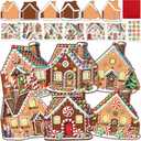 4 x Treasure Cove Christmas Gingerbread Cards Craft Kit DIY Gingerbread House Card Christmas Crafts Kit Make Your Own Gingerbread House Decoration with Stickers for Kids Xmas Holiday Party Decor Supplies 12Pcs