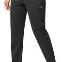 G Gradual Women's Joggers Pants with Zipper Pockets Stretch Tapered Athletic Joggers for Women Lounge, Jogging, Workout (Black, Large)