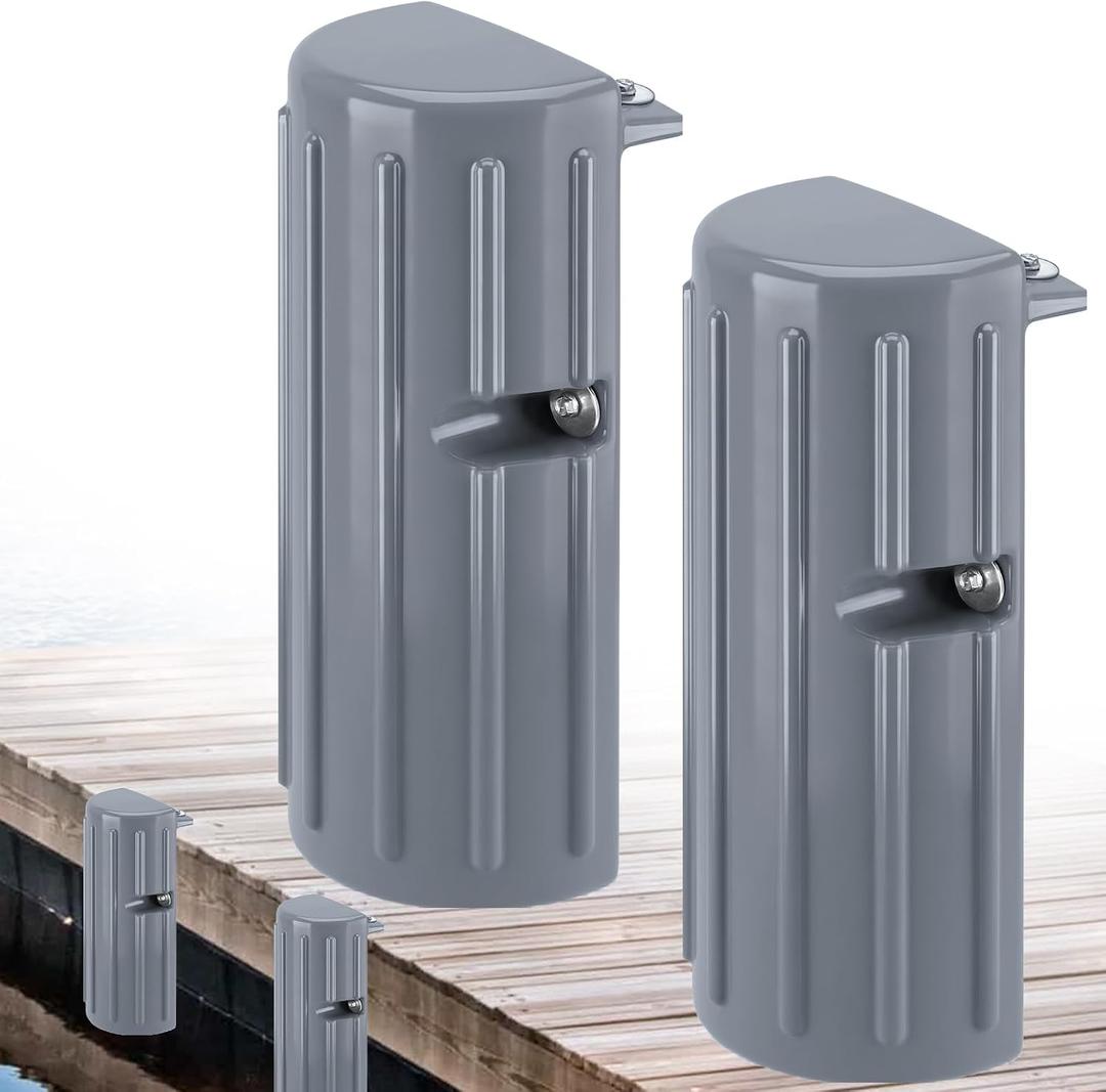 Dock Bumpers Fenders,Boat Dock Bumpers for Edge or Side,Marine Fender Guard,Vertical Protection,Soft Durable Construction,Includes Mounting Hardware,2Pack-Gray