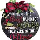 National Lampoon's Christmas Vacation Decoration, Christmas Wreath Decoration for Front Door, Outdoor Christmas Decorations Indoor Wooden Hanging Sign (Black)