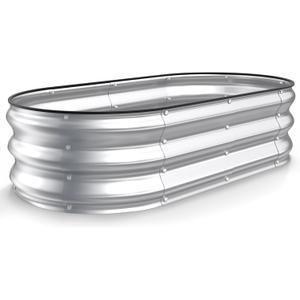 Kesfitt Raised Garden Bed, 4x2x1 FT Galvanized Steel Metal Raised Garden Bed, Oval Open-Bottom Design, 12-Inch Deep for Outdoor Vegetable & Herb Gardening, Silver