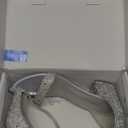 DREAM PAIRS Womens Low-Chunk Low Heel Pump Sandal (9, Silver/Rhinestone)