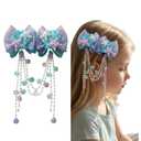 Pearl Starfish Hair Clip - Mermaid Rhinestone Hairpin for Girls & Brides, Sparkling Seashell Hair Jewelry for Wedding/Christmas/Halloween (Ocean Theme Hair Accessory)