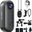 4K Mini Body Camera, Thumb POV Portable Body Cam Sports Action Camera Hands Free Waterproof Recording Wearable Camera Personal Camcorder Helmet Mounted Sports for Cycling, Motorcycle Vlogging (Black)