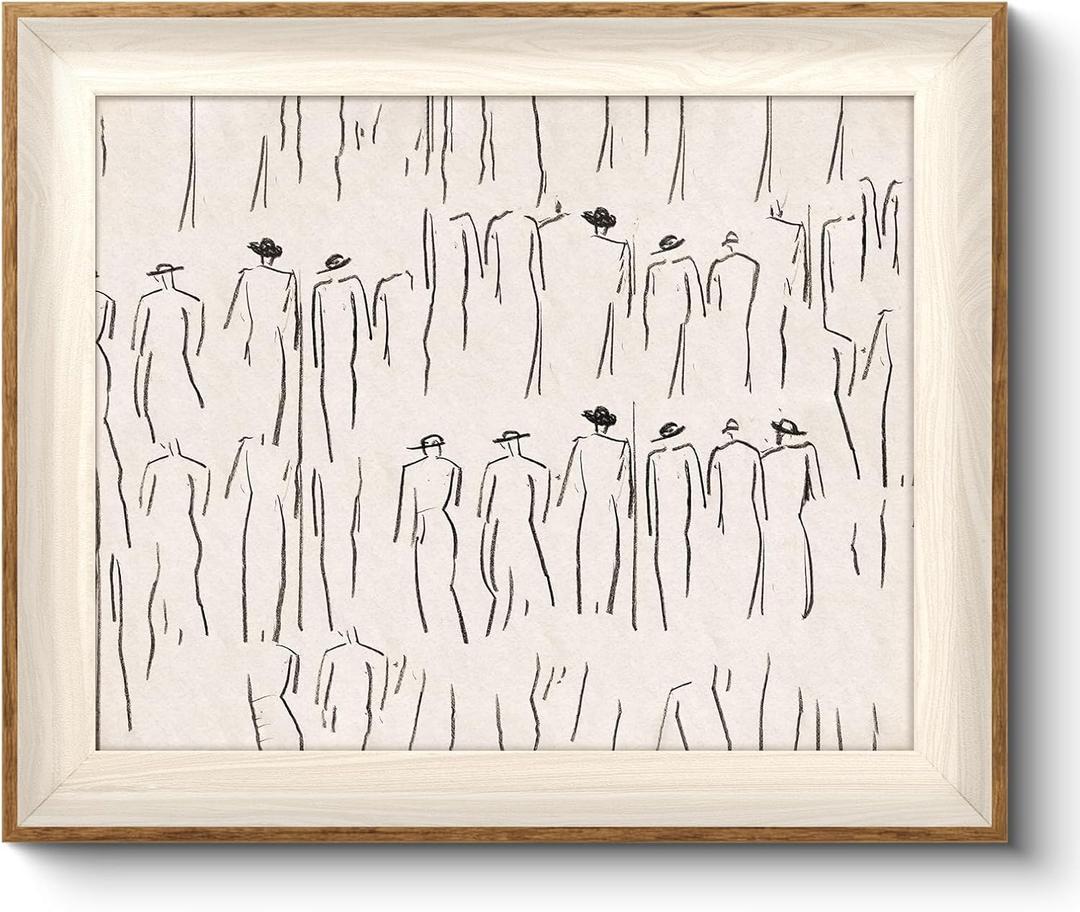 VIYYIEA Framed Wall Art for Living Room, Sketch Canvas Prints, Minimalist Home Decor, Abstract Painting Picture, Bathroom Wall Decor Gifts for Friends or Family - 12L x 10W