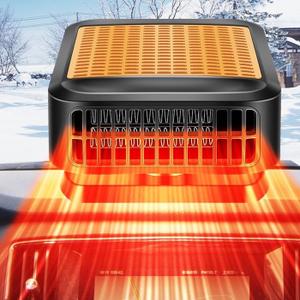 Car Heater & Defroster 12V Portable Car Heaters for Vehicle 200W Fast Heating & Cooling Fan with 360 Rotatable Base Plug In Windshield Defogger for Car,Truck,SUV,RV | Auto Heater for Winter Driving