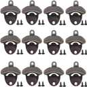 12PCS Wall Mounted Bottle Opener Vintage Beer Bottle Opener Suitable for Bars KTV Hotels Homes (Red Bronze)