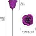 Glitter Roses Bouquet,30PCS Fake Purple Roses Glitter Flowers for Crafts Wedding Bouquet Party Christmas Home Decor(Dark Purple)