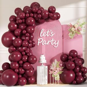 99pcs Burgundy Balloons, Different Sizes Burgundy Red Balloons 18/12/10/5 Inch Maroon Balloon Arch Kit for Anniversary Graduation Wedding Birthday Mother's Day Party Decorations