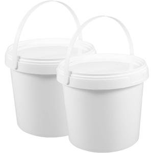 HEMOTON White Plastic Pail 2pcs White Plastic Bucket with Handle Lid 2L Industrial Paint Pail Container Bucket Pigment Buckets Empty Paint Can for Storage Fish Water