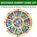 Giant Michigan Rummy Deluxe Board Game Set : Wooden Game Board + 2 Boxes of Playing Chips (200 Pieces) + 1 Deck of Poker + 1 Game Manual. The Perfect Blend of Rummy and Poker, Perfect for Family Game, 18 inches x 18 inches