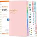 SUNEE Budget Planner - Deluxe Monthly Budget Book with 12-Pockets for Bill Organizer, Undated 12 Month Expense Tracker Notebook & Account Book B5 Size (8" x 10") to Manage Your Finance Planner, Pink