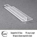eatelle Frameless Shower Door Side Seal Strip for 1/4" (6mm) Glass Thickness, Vertical Polycarbonate H-Jamb 180 Degree Stop Water Leaking 78" Long