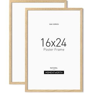 Momentworth Minimalist 16x24 Frame, Solid Oak Wood 16x24 Picture Frame for Wall Mount - Wall Decor for Home, Office & Galley (2 Pack,Oak), 16x24 , 2pk