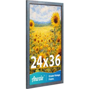 24x36 poster frame, Vintage 24x36 Frame Plexiglass for Wall Display, Rustic Poster Frames 24 x 36 inches, Antique Blue Collage Gallery Wall Picture Frames, Widen Border