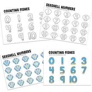 Lonfliness Number Bulletin Board Set Number Posters for Classroom Wall 1-20 Under The Sea Bulletin Board Ocean Coloring Back to School Math Educational Posters for Kid Preschool Classroom Decor
