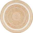 Vipanth Exports - Natural Jute Rug Hand Braided Round Area Rug Handmade Rug for Home Decor (4 Feet Round (48 x 48 Inches), Beige + White Line)