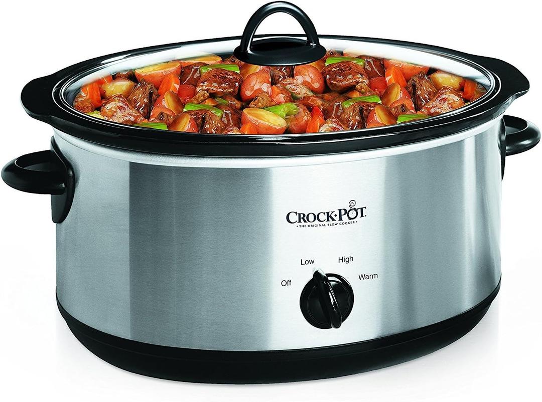 Crock-Pot 7 Quart Oval Manual Slow Cooker, Stainless Steel (SCV700-S-BR), Versatile Cookware for Large Families or Entertaining (7 Quarts, Stainless Steel)